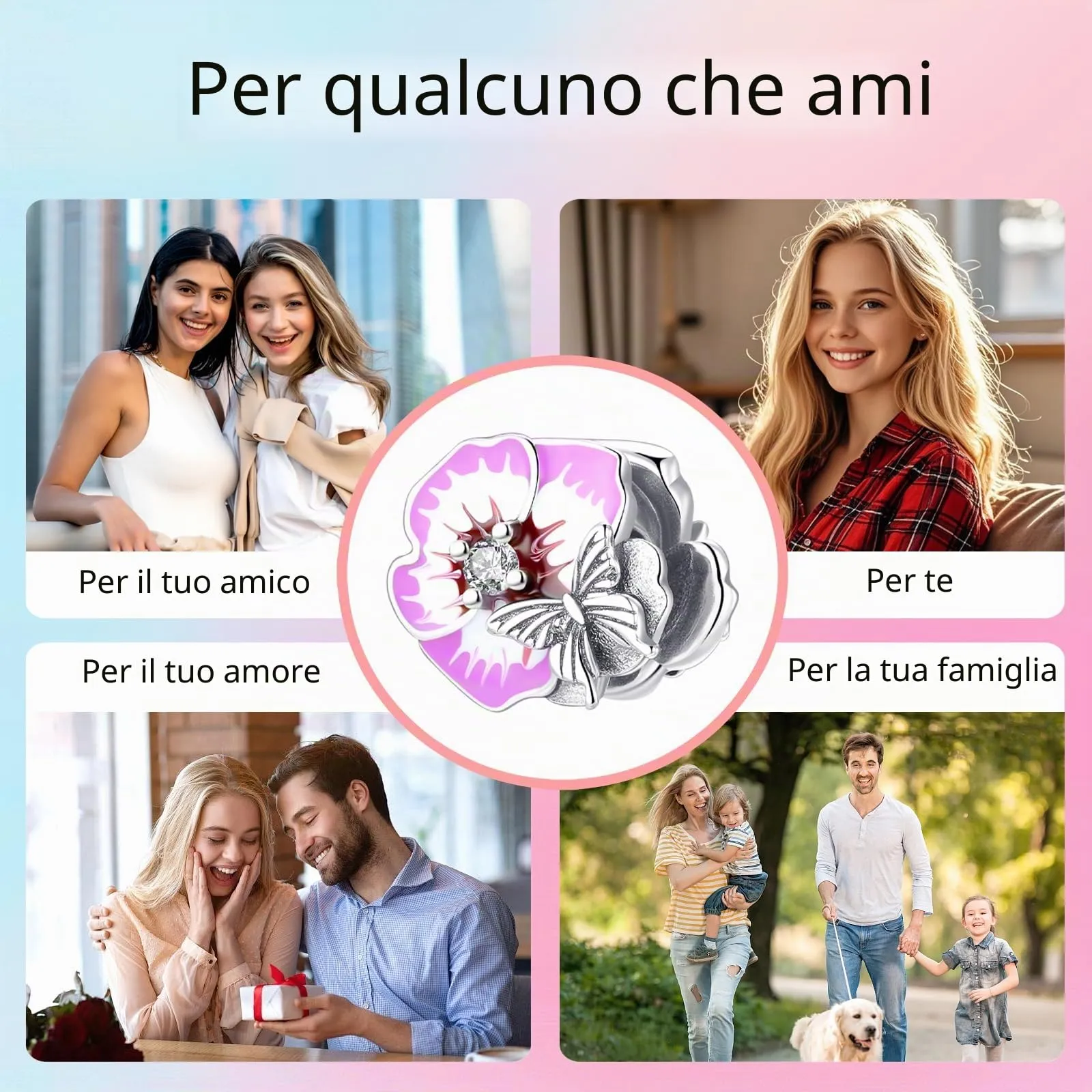 XWN Ciondolo Argento Sterling 925 con Cubic Zirconia Pendenti per Pandora Braccialetti, Compatibile con Braccialetti e Collane europei, perfetto Regali per Moglie e Ragazze - immagine 7