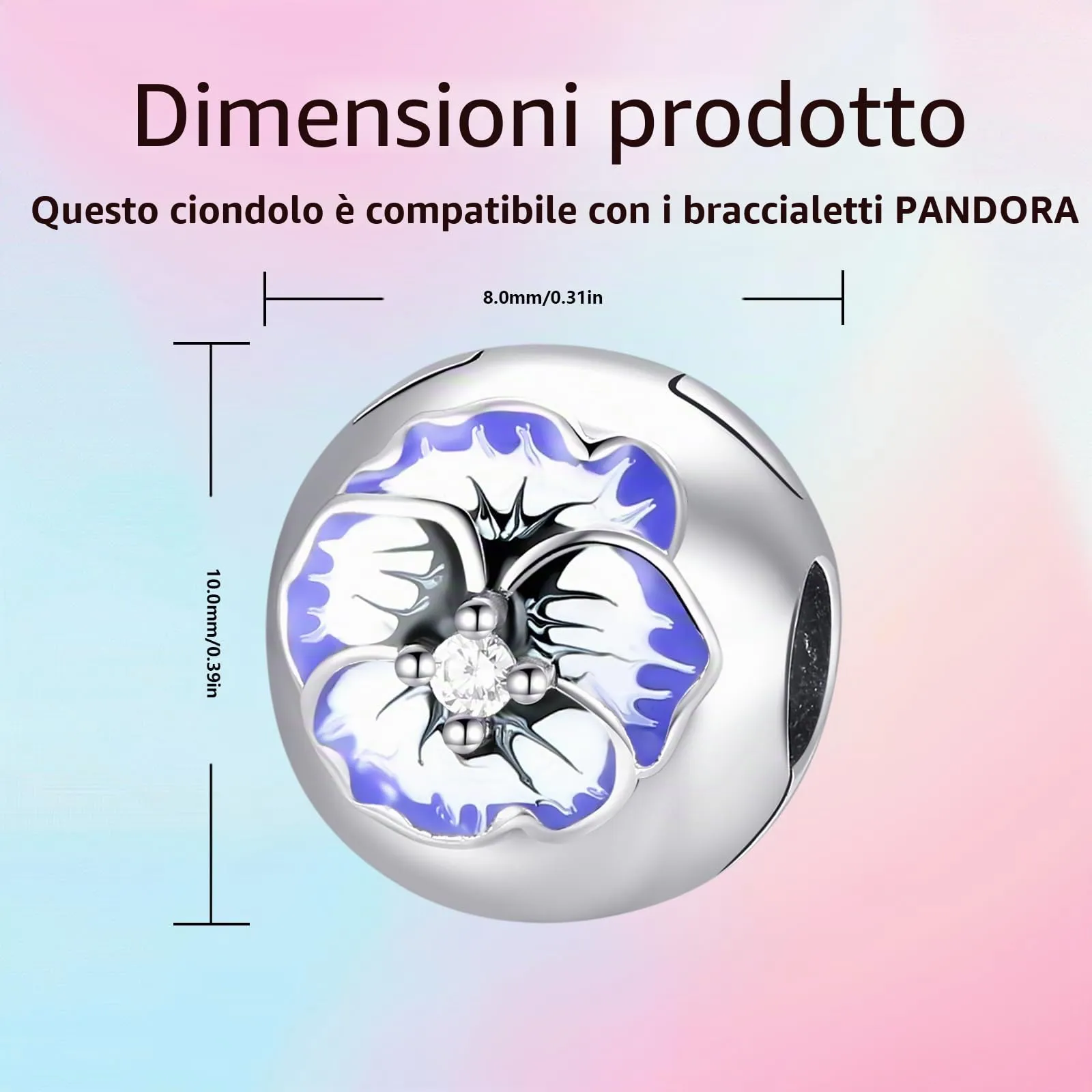 XWN Ciondolo Argento Sterling 925 con Cubic Zirconia Pendenti per Pandora Braccialetti, Compatibile con Braccialetti e Collane europei, perfetto Regali per Moglie e Ragazze - immagine 4