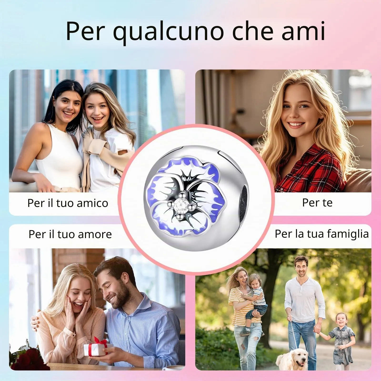 XWN Ciondolo Argento Sterling 925 con Cubic Zirconia Pendenti per Pandora Braccialetti, Compatibile con Braccialetti e Collane europei, perfetto Regali per Moglie e Ragazze - immagine 9
