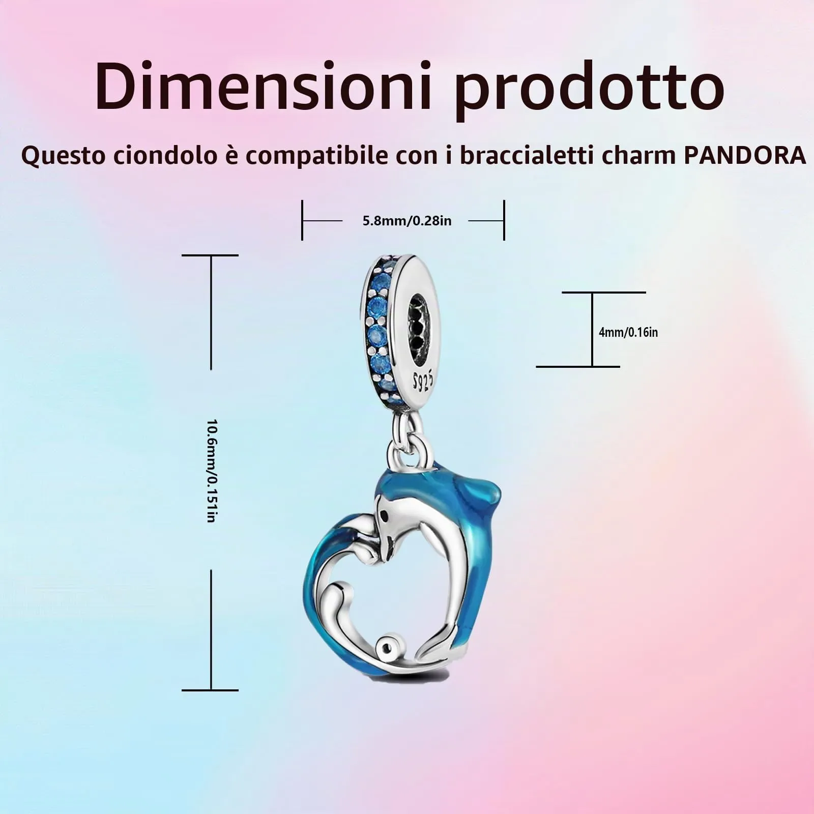 XWN Ciondolo Argento Sterling 925 con Cubic Zirconia Pendenti per Pandora Braccialetti, Compatibile con Braccialetti e Collane europei, perfetto Regali per Moglie e Ragazze - immagine 4