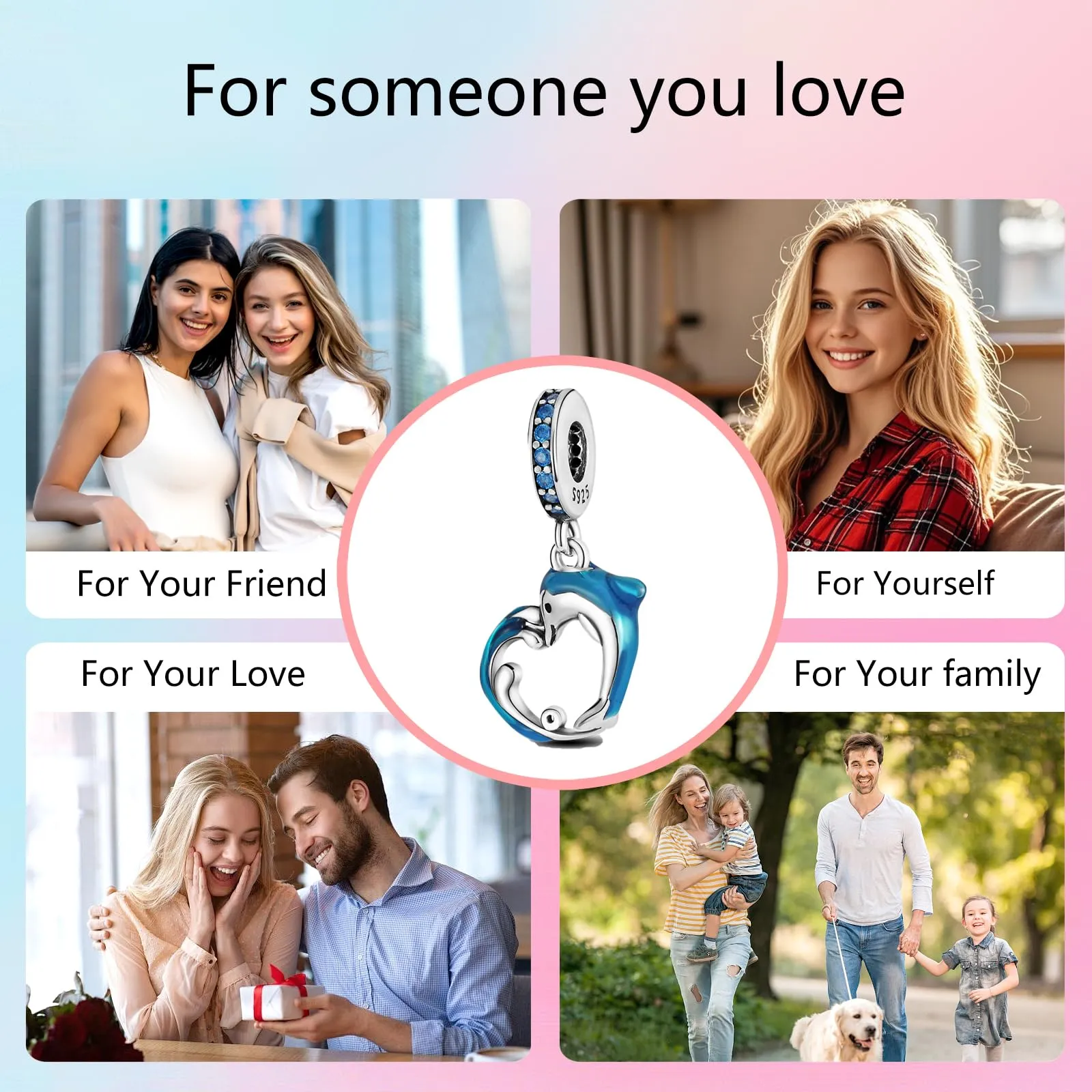 XWN Ciondolo Argento Sterling 925 con Cubic Zirconia Pendenti per Pandora Braccialetti, Compatibile con Braccialetti e Collane europei, perfetto Regali per Moglie e Ragazze - immagine 9