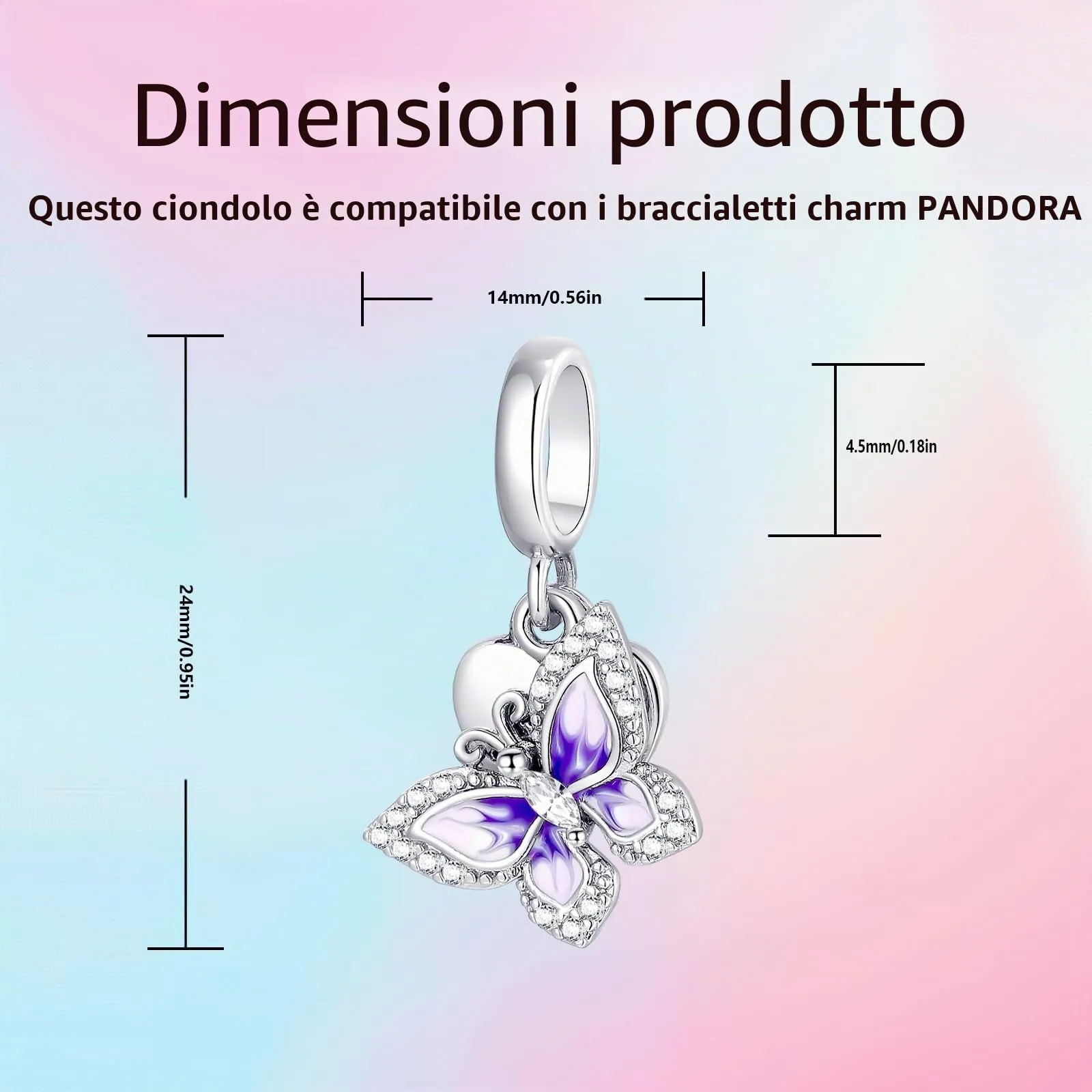 XWN Ciondolo Argento Sterling 925 con Cubic Zirconia Pendenti per Pandora Braccialetti, Compatibile con Braccialetti e Collane europei, perfetto Regali per Moglie e Ragazze - immagine 4