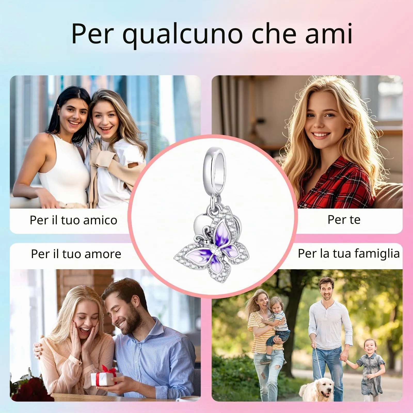 XWN Ciondolo Argento Sterling 925 con Cubic Zirconia Pendenti per Pandora Braccialetti, Compatibile con Braccialetti e Collane europei, perfetto Regali per Moglie e Ragazze - immagine 9