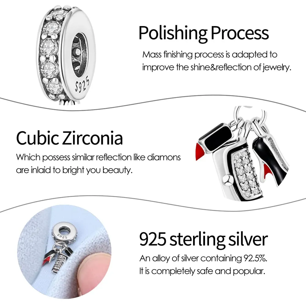 XWN Ciondolo Argento Sterling 925 con Cubic Zirconia Pendenti per Pandora Braccialetti, Compatibile con Braccialetti e Collane europei, perfetto Regali per Moglie e Ragazze - immagine 4