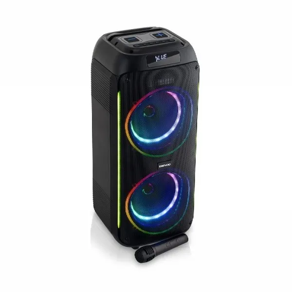 Altoparlante karaoke wireless Daewoo - 40W - Bluetooth - Radio FM - Batteria da 2000mAh - Microfono integrato - MicroSD - Jack da 35 mm - USB - Luce LED RGB - Ricaricabile - Nero - immagine 1