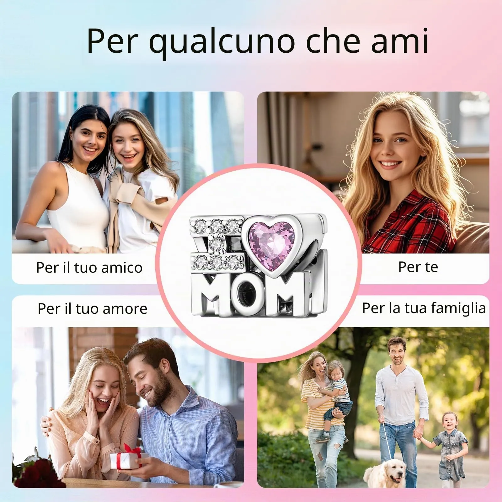 XWN Ciondolo Argento Sterling 925 con Cubic Zirconia Pendenti per Pandora Braccialetti, Compatibile con Braccialetti e Collane europei, perfetto Regali per Moglie e Ragazze - immagine 9