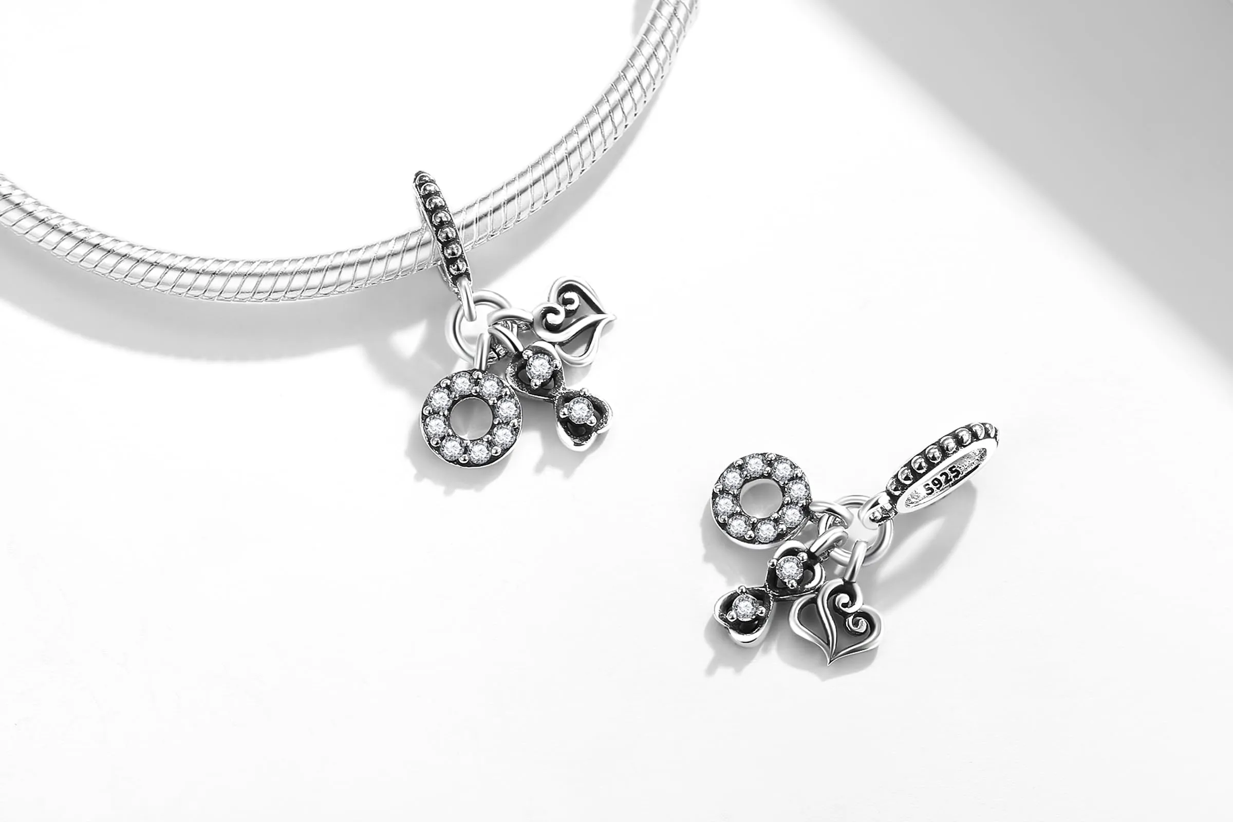 XWN Ciondolo Argento Sterling 925 con Cubic Zirconia Pendenti per Pandora Braccialetti, Compatibile con Braccialetti e Collane europei, perfetto Regali per Moglie e Ragazze - immagine 2