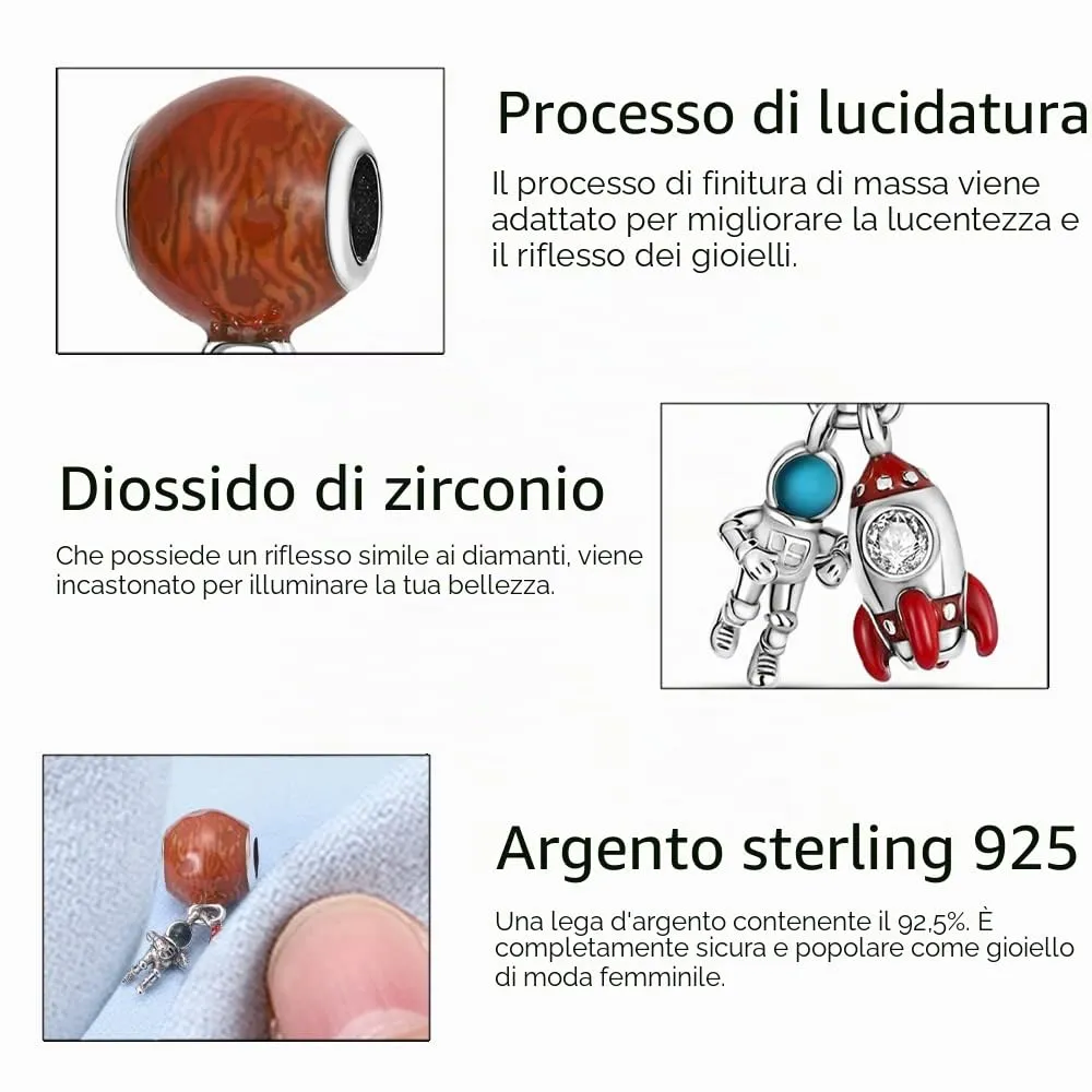 XWN Ciondolo Argento Sterling 925 con Cubic Zirconia Pendenti per Pandora Braccialetti, Compatibile con Braccialetti e Collane europei, perfetto Regali per Moglie e Ragazze - immagine 3