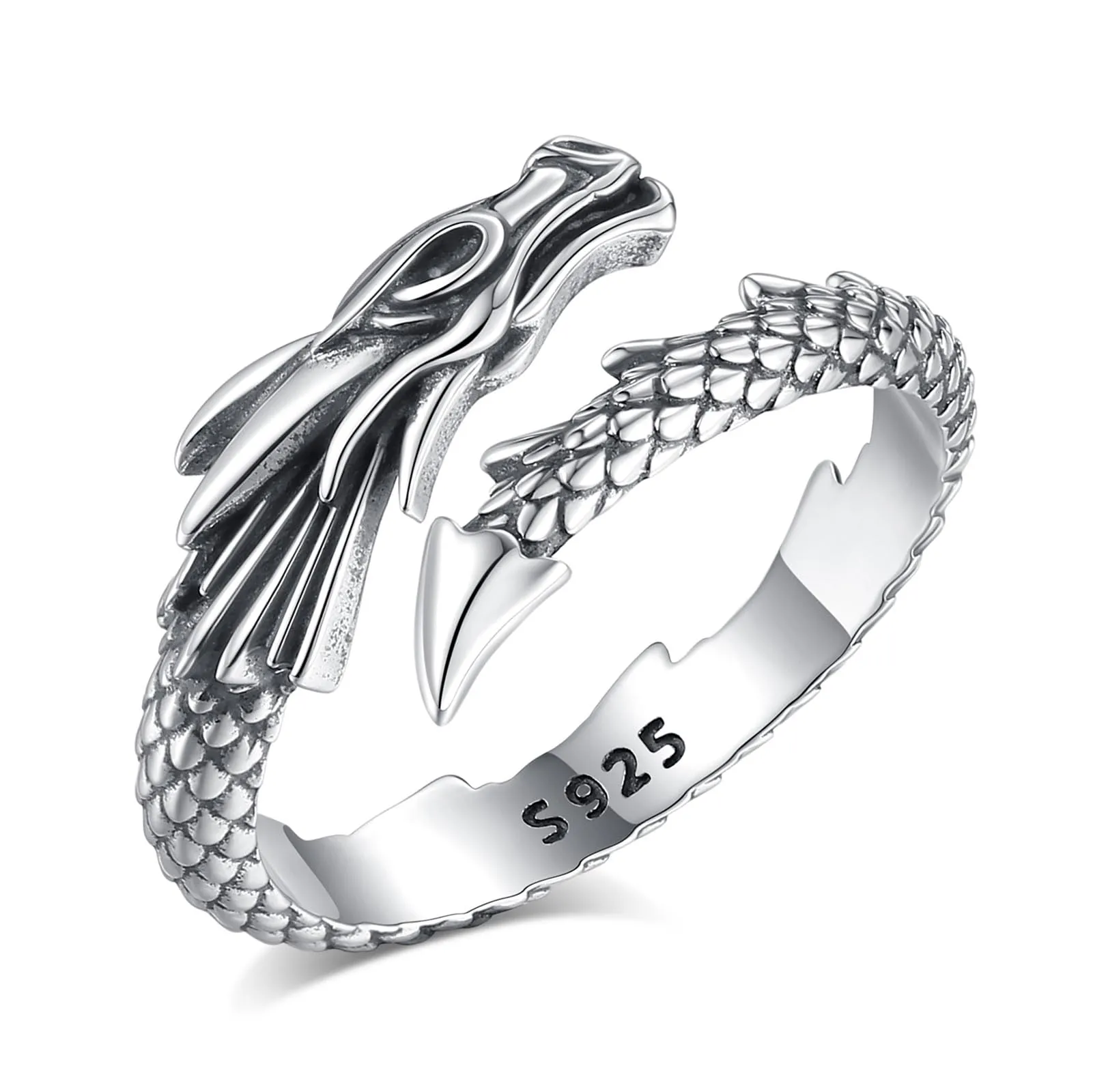 AEONSLOVE Anello Drago Argento 925 Donna Anello Uomo Regolabile Vichingo Anelli Drago Aperti Argento 925 Anelli Regolabili Aperto - immagine 1