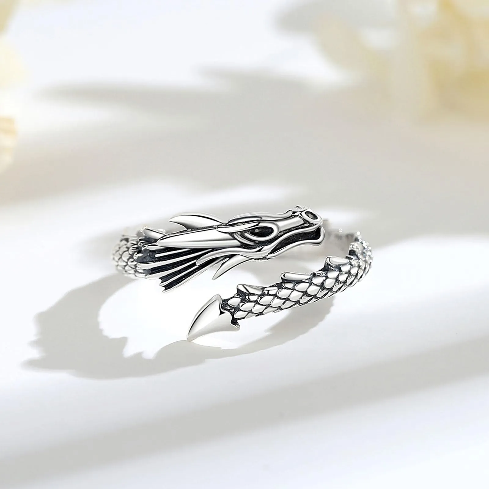 AEONSLOVE Anello Drago Argento 925 Donna Anello Uomo Regolabile Vichingo Anelli Drago Aperti Argento 925 Anelli Regolabili Aperto - immagine 3