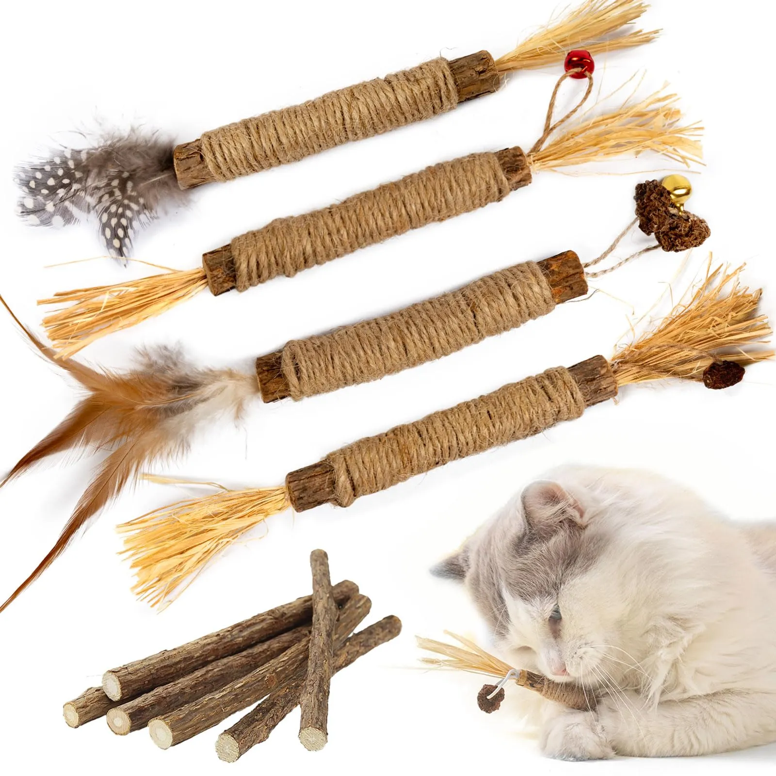 PetGens Bastoncini Erba Gatta per Gatti, Matatabi per Gatti Giochi per Denti Gatto Naturale Giocattolo da Masticare Bastoni - immagine 1