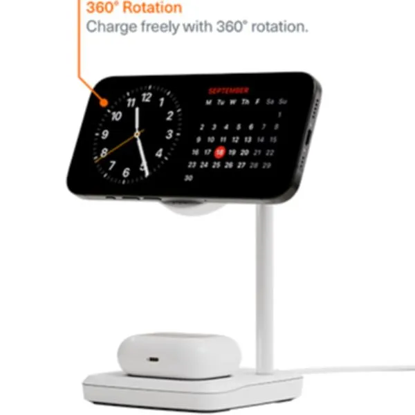 Cygnett Chargebase Base Di Ricarica 2 In 1 Qi2 Per Iphone 16 E Precedenti Airpods Bianco CY5099BUNCP - immagine 1