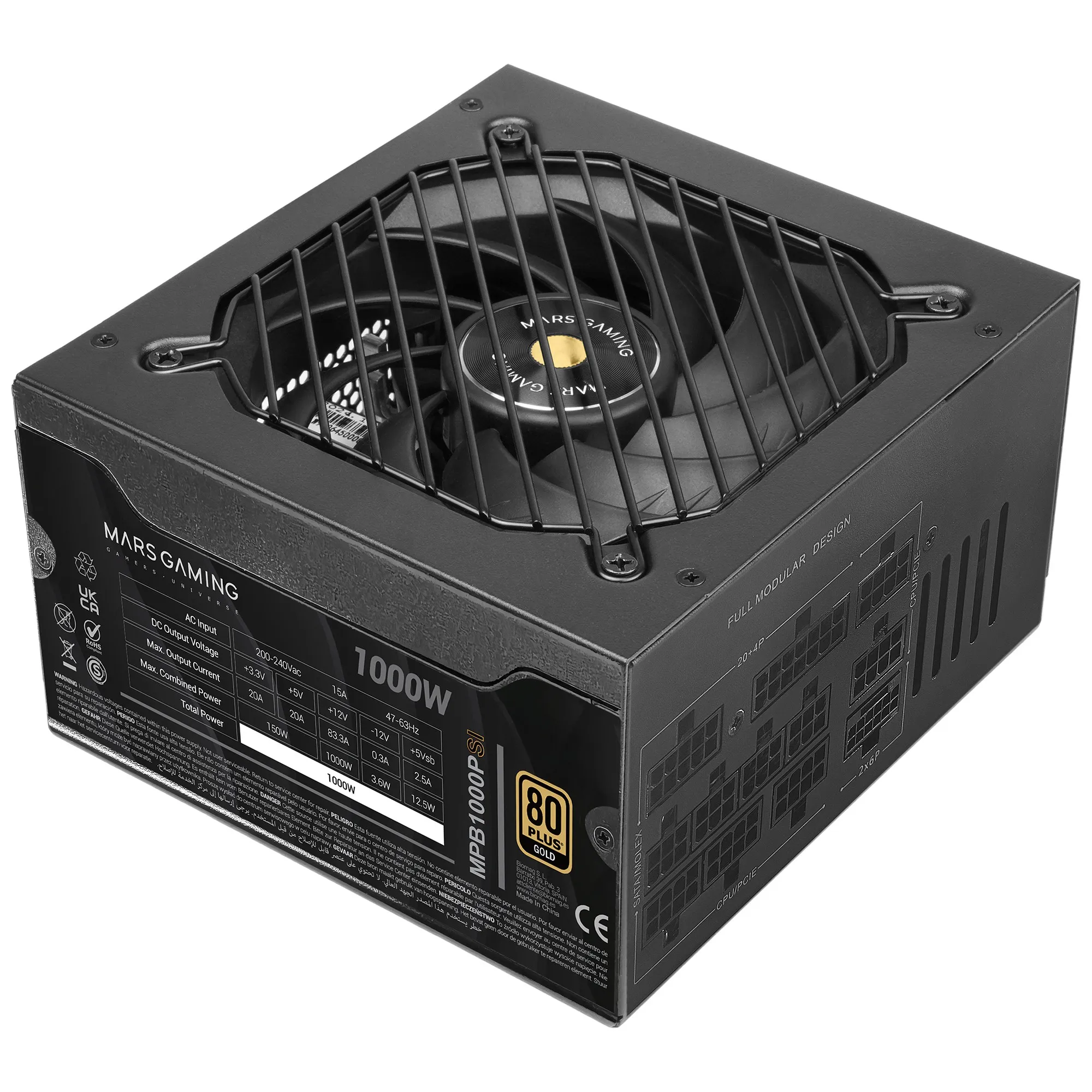 Mars Gaming MPB1000PSI alimentatore per computer 1000 W 24-pin ATX ATX Nero - immagine 1