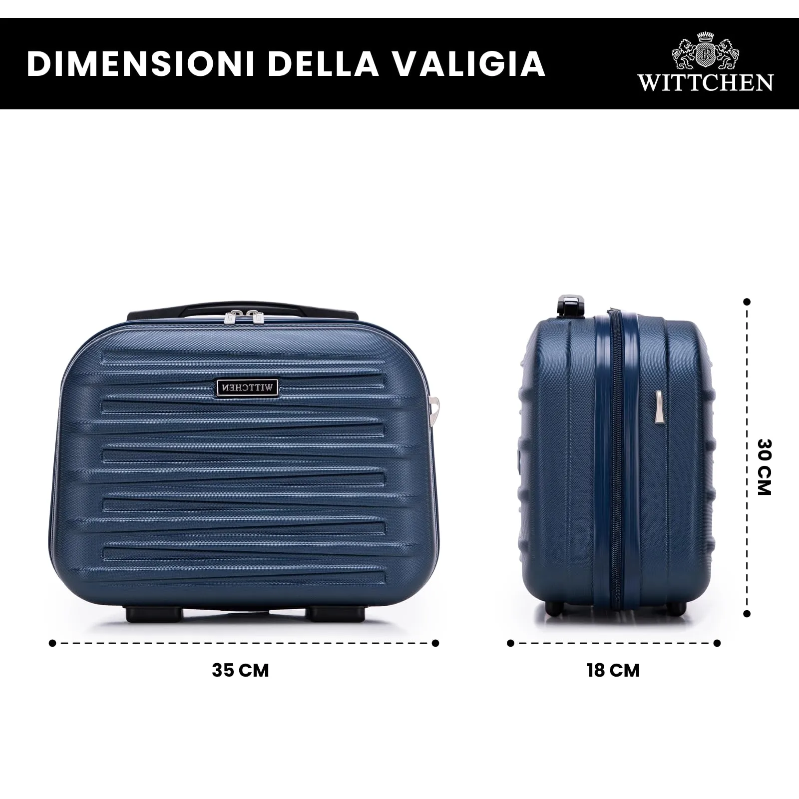 WITTCHEN Skyspeed Line Valigia da cabina gratuita a bordo piccola Valigia rigida in ABS Maniglia telescopica 2 ruote gamba inferiore nero Ryanair/ITA Airways/Wizz Air/Volotea/Vueling - immagine 2