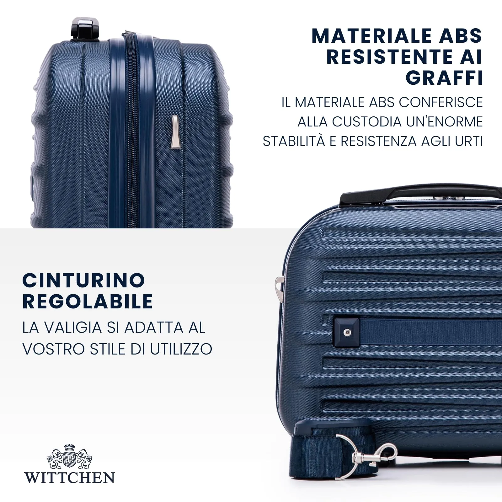 WITTCHEN Skyspeed Line Valigia da cabina gratuita a bordo piccola Valigia rigida in ABS Maniglia telescopica 2 ruote gamba inferiore nero Ryanair/ITA Airways/Wizz Air/Volotea/Vueling - immagine 3