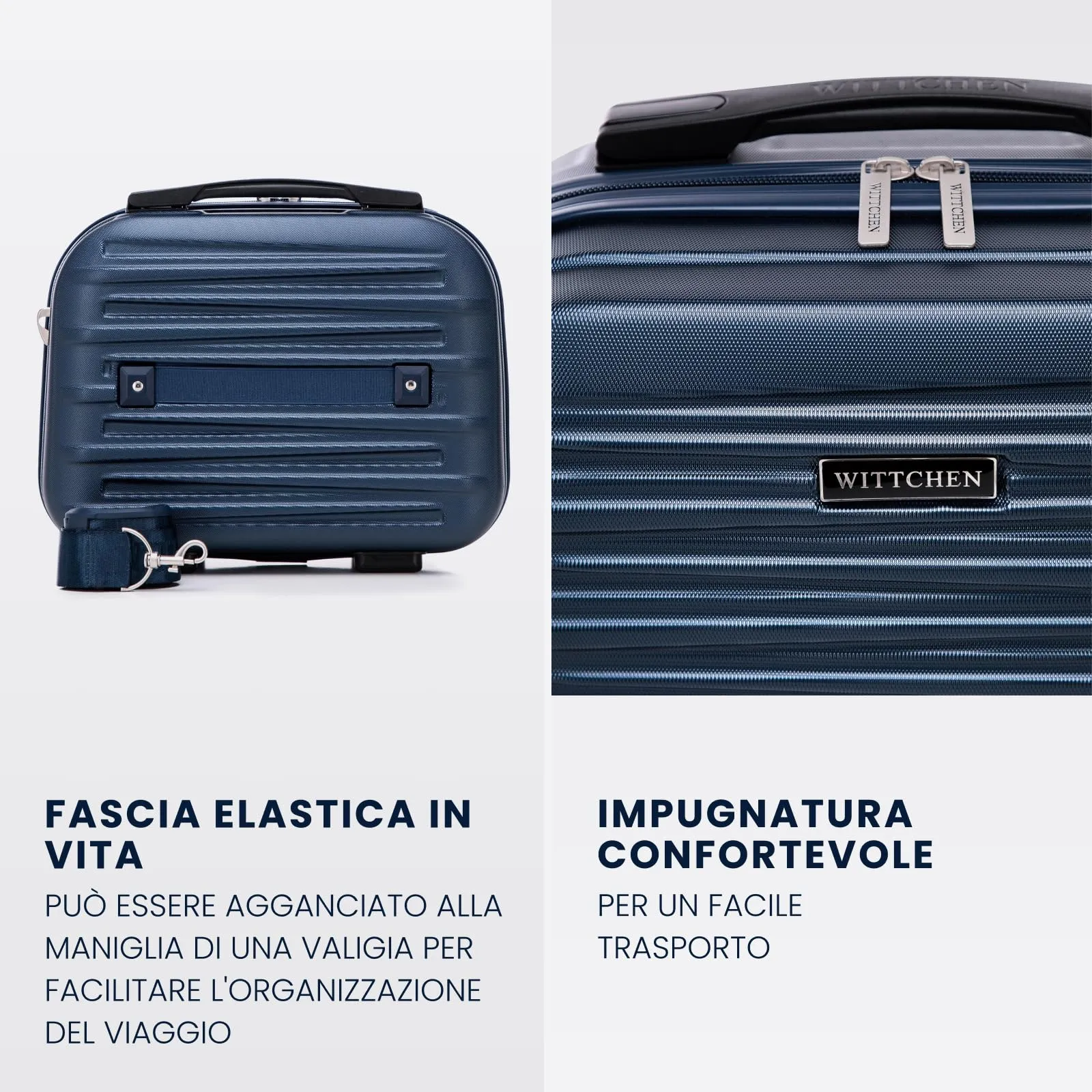 WITTCHEN Skyspeed Line Valigia da cabina gratuita a bordo piccola Valigia rigida in ABS Maniglia telescopica 2 ruote gamba inferiore nero Ryanair/ITA Airways/Wizz Air/Volotea/Vueling - immagine 4