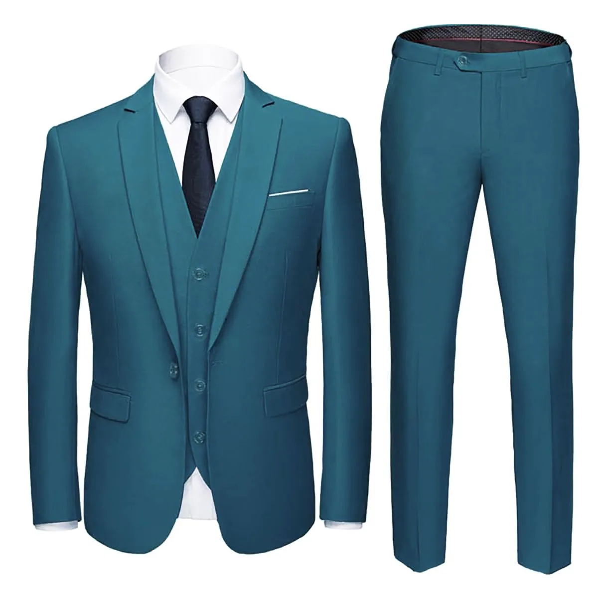 YOUTHUP Abito Uomo 3 Pezzi Slim Fit Blazer Panciotto Pantaloni - immagine 1