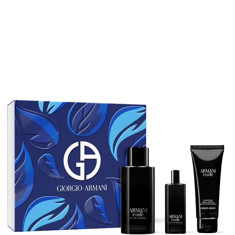 Armani Armani Code Homme EDT Cofanetto - 125 ML Eau de Toilette + 15 ML travel size Eau de Toilette + 75 ML Shower Gel - immagine 1