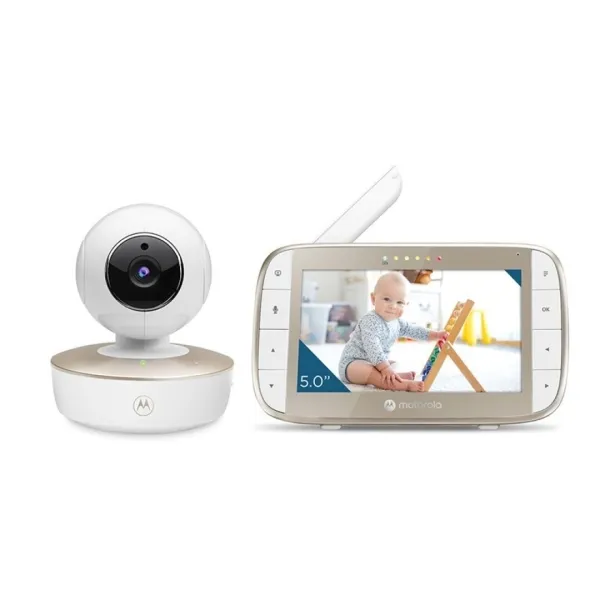 Motorola Nursery VM50G Baby Monitor con telecamera - Visione notturna - Comunicazione bidirezionale - Display da 5 - Sensore di temperatura - Bianco - immagine 1