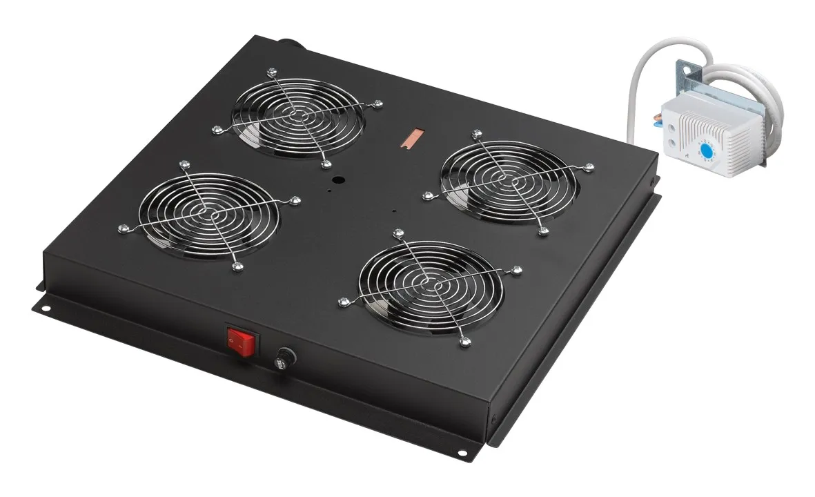 Gruppo 4 Ventole Con Termostato Per Armadi Rack Link Eavi Nero - immagine 1