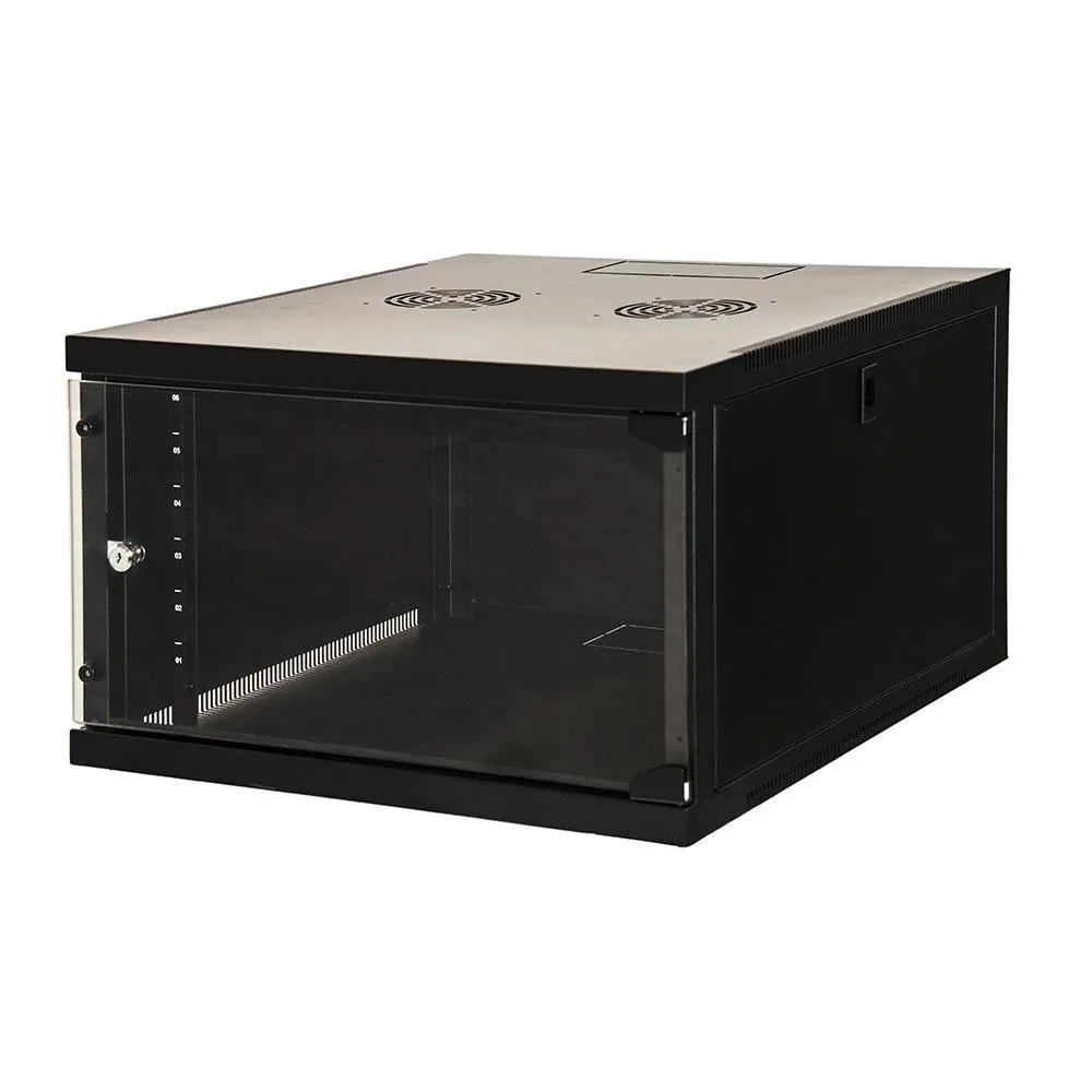 Armadio Rack 19 6 Unità Da Muro (A)350X (L)540 X Profondità 600 Mm. Colore Nero Porta Vetro - immagine 1