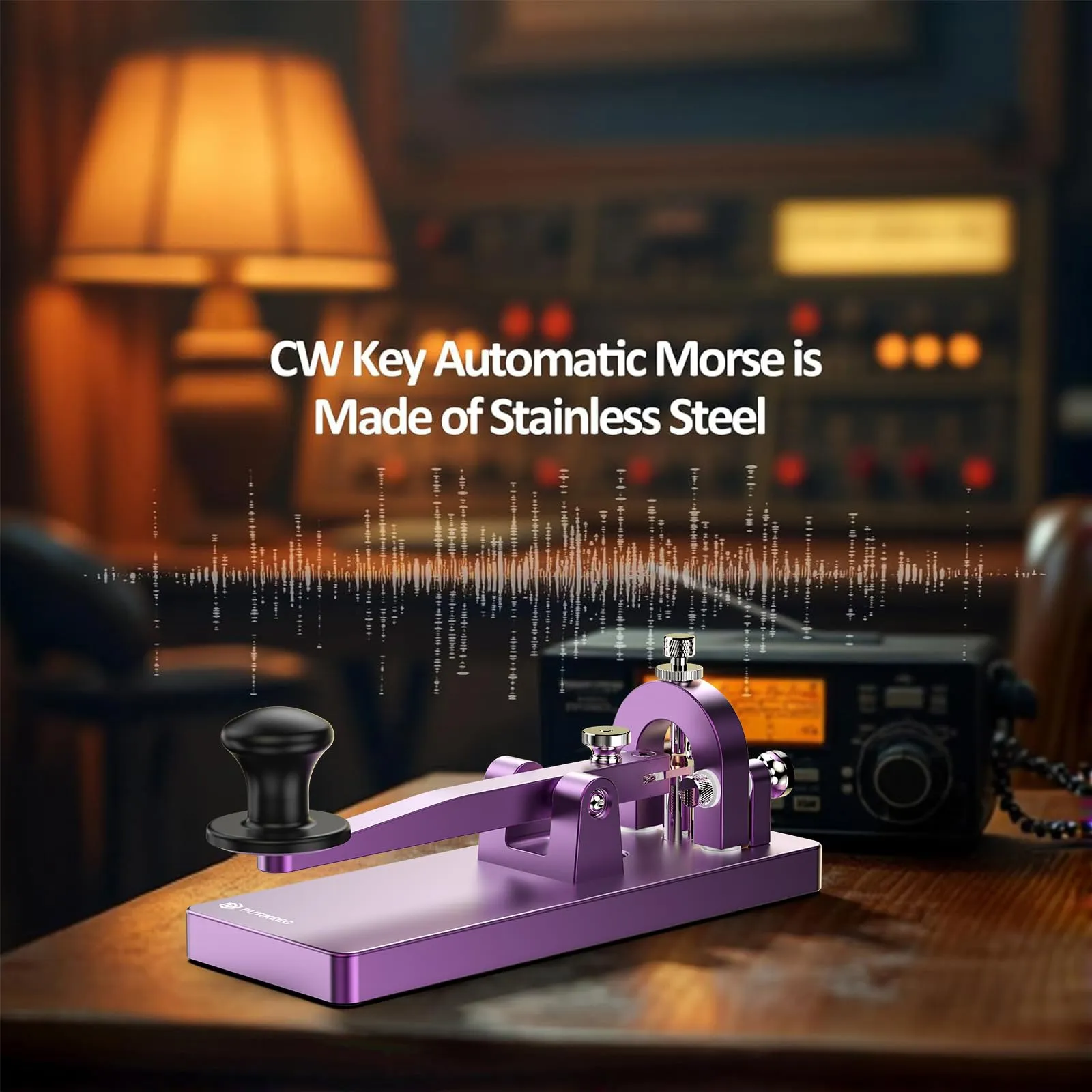 CW Telegraph Key – Chiave classica in acciaio inox con codice Morse, onde corte, radio a onde corte, oscillatore Telegram per esercitazioni (viola) - immagine 5