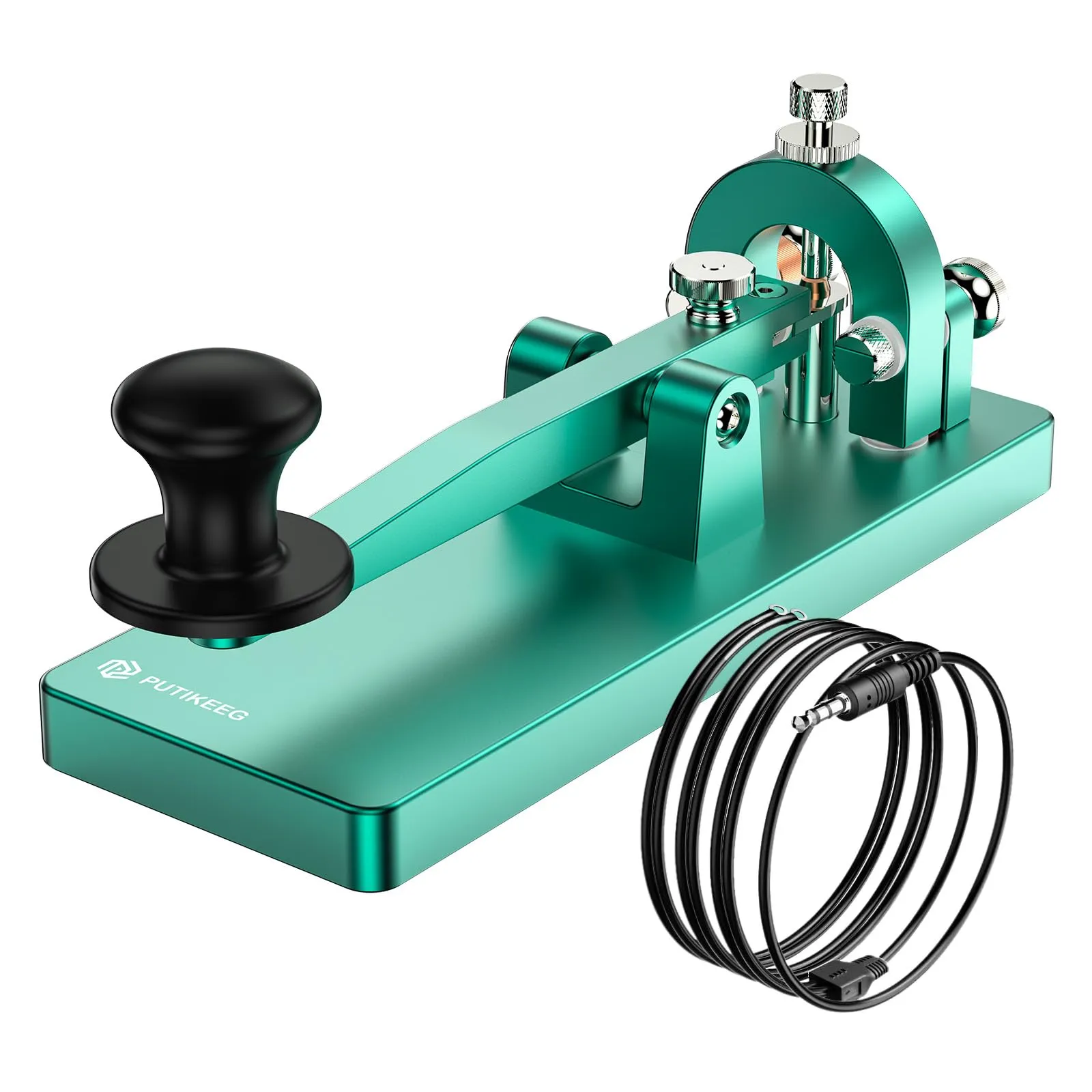 Putikeeg CW Telegraph Key – Chiave classica in acciaio inox con codice Morse, onde corte, radio a onde corte, oscillatore Telegram per esercitazioni (verde) - immagine 1
