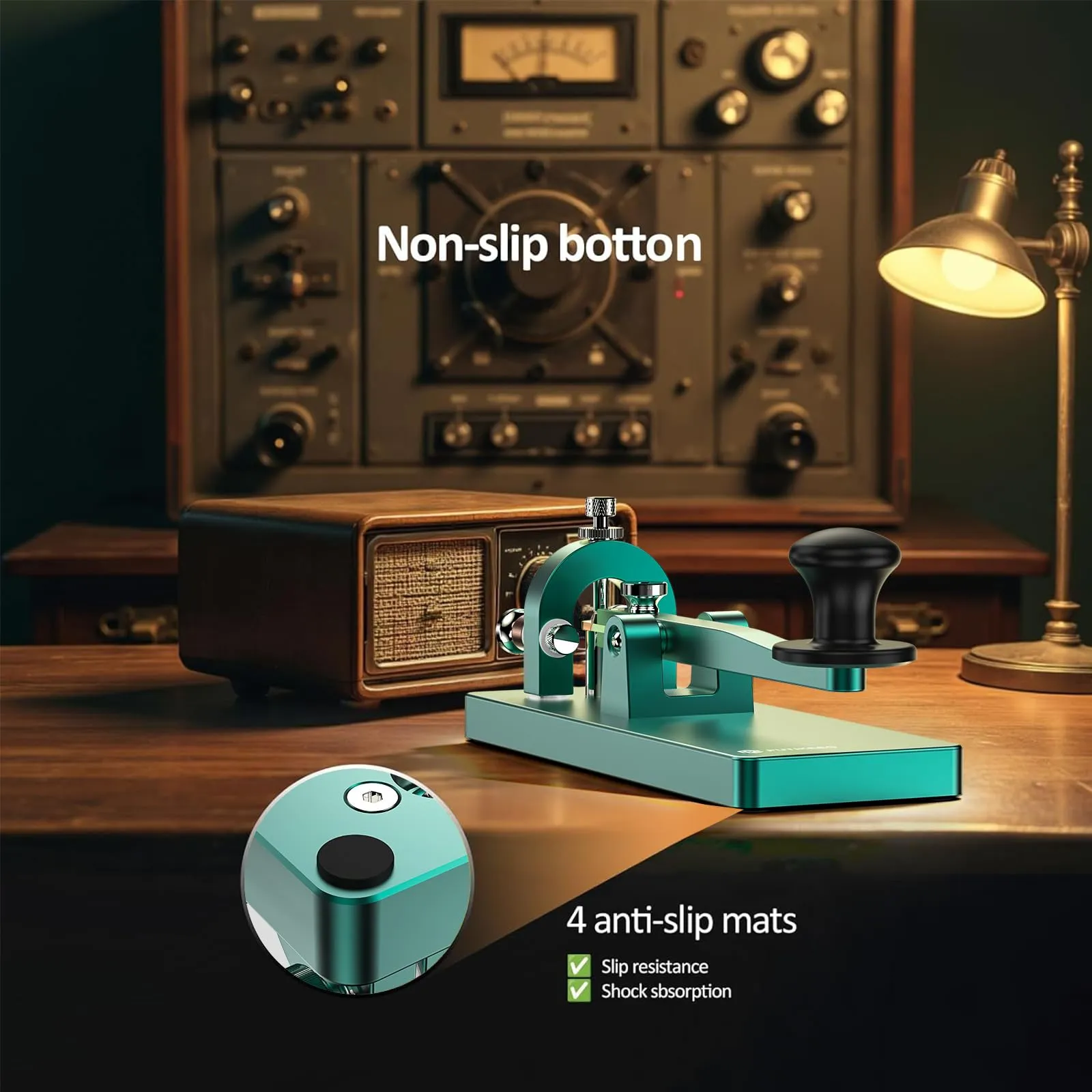 Putikeeg CW Telegraph Key – Chiave classica in acciaio inox con codice Morse, onde corte, radio a onde corte, oscillatore Telegram per esercitazioni (verde) - immagine 4