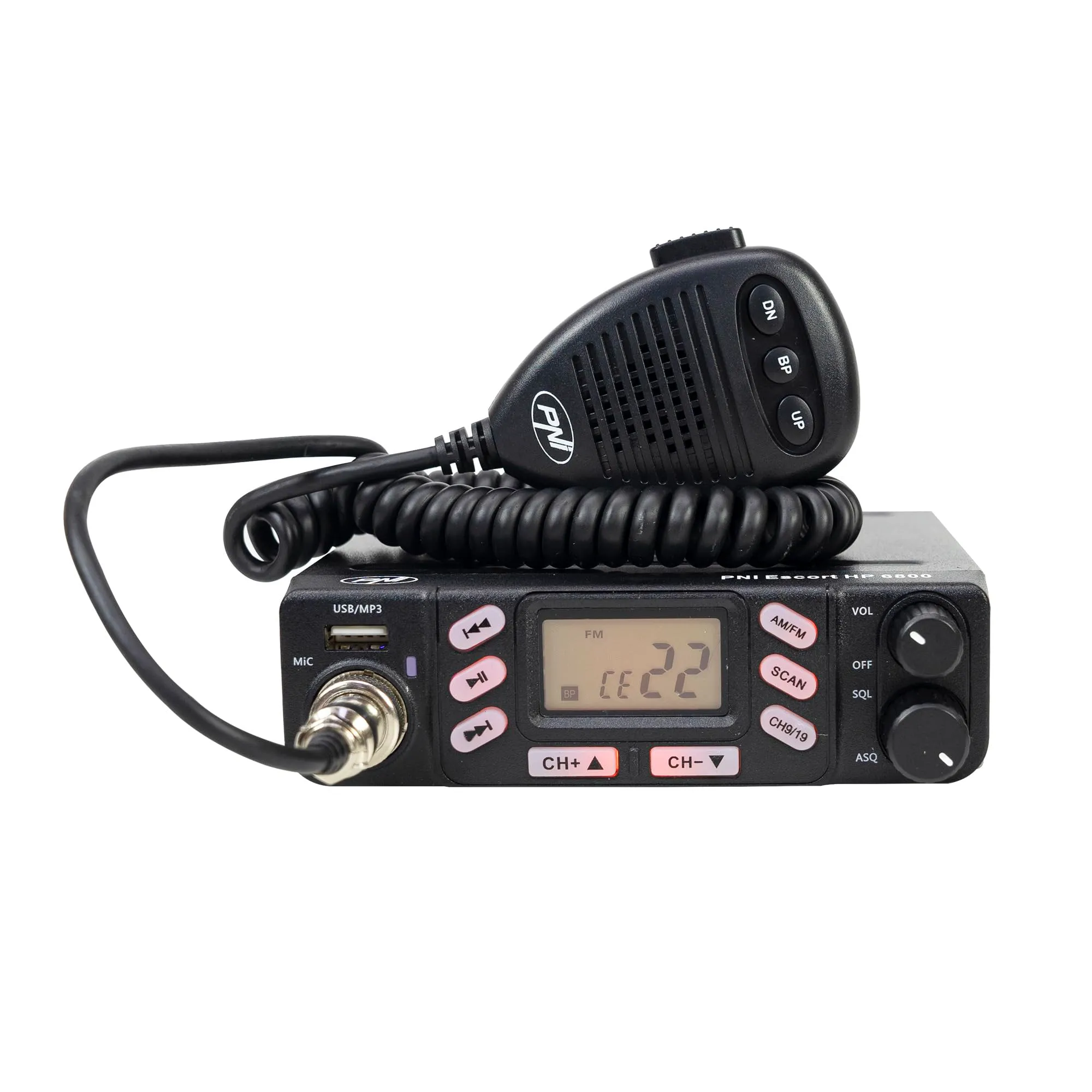 Emettitore radio CB PNI Escort 6800 ASQ, 12/24 V, lettore MP3, connettore USB, 4 W, Am-FM, spina per accendisigari inclusa - immagine 1