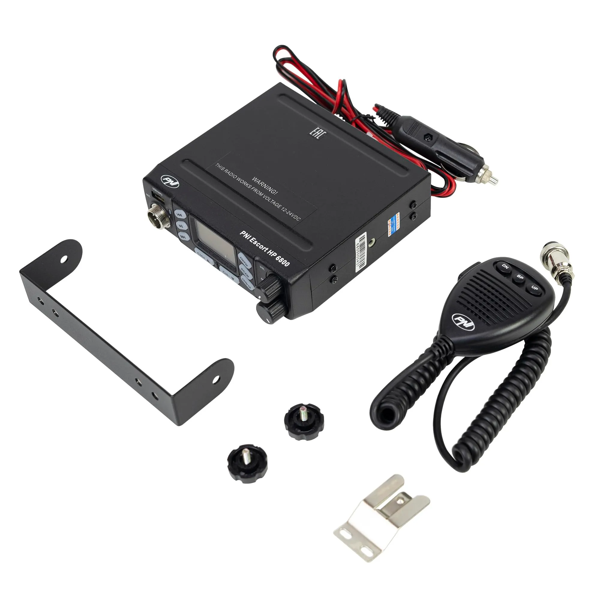 Emettitore radio CB PNI Escort 6800 ASQ, 12/24 V, lettore MP3, connettore USB, 4 W, Am-FM, spina per accendisigari inclusa - immagine 6