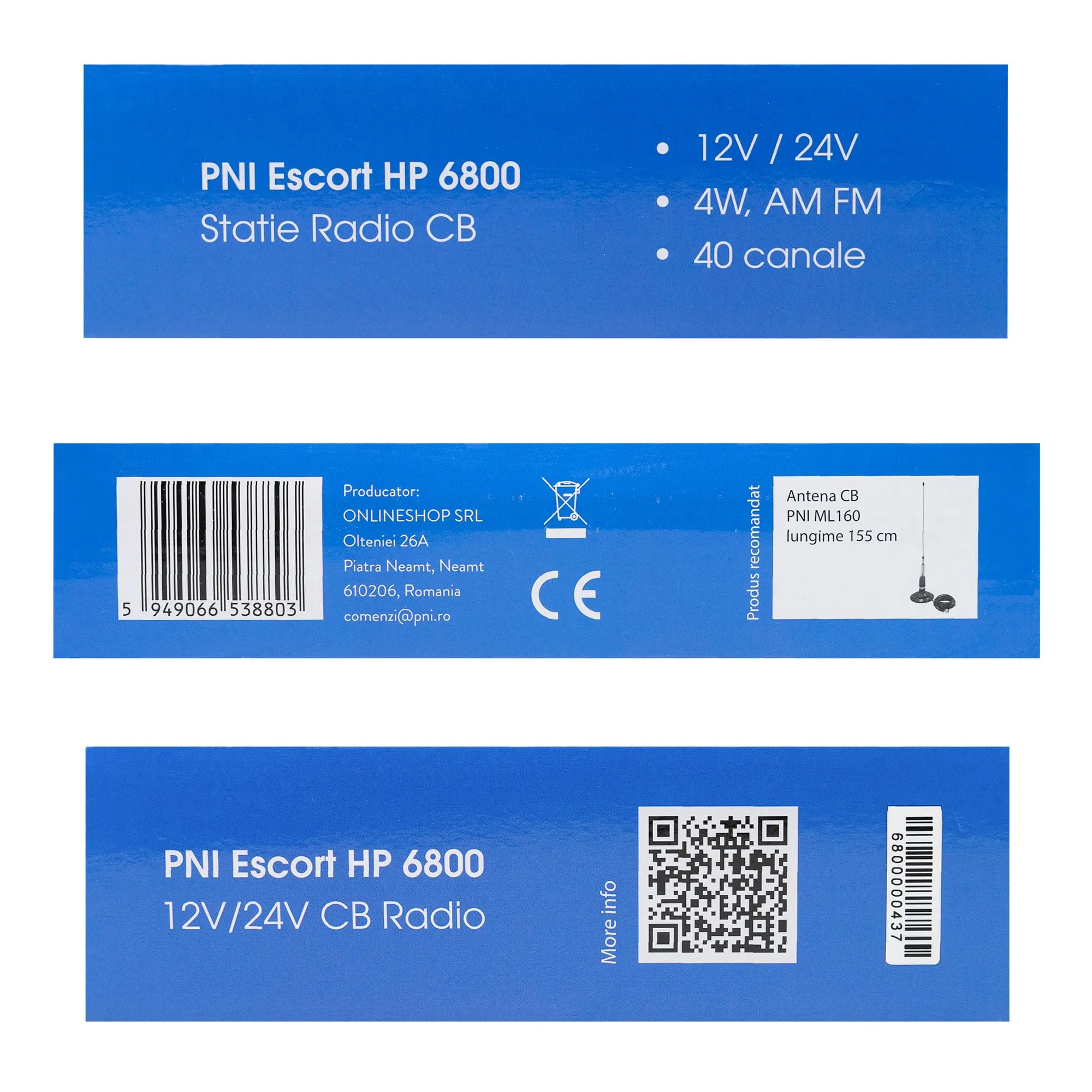 Emettitore radio CB PNI Escort 6800 ASQ, 12/24 V, lettore MP3, connettore USB, 4 W, Am-FM, spina per accendisigari inclusa - immagine 8