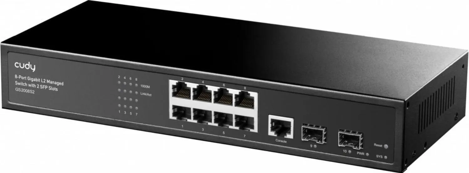 Cudy GS2008S2 switch di rete Gestito L2 Gigabit Ethernet (10/100/1000) 1U Nero - immagine 1
