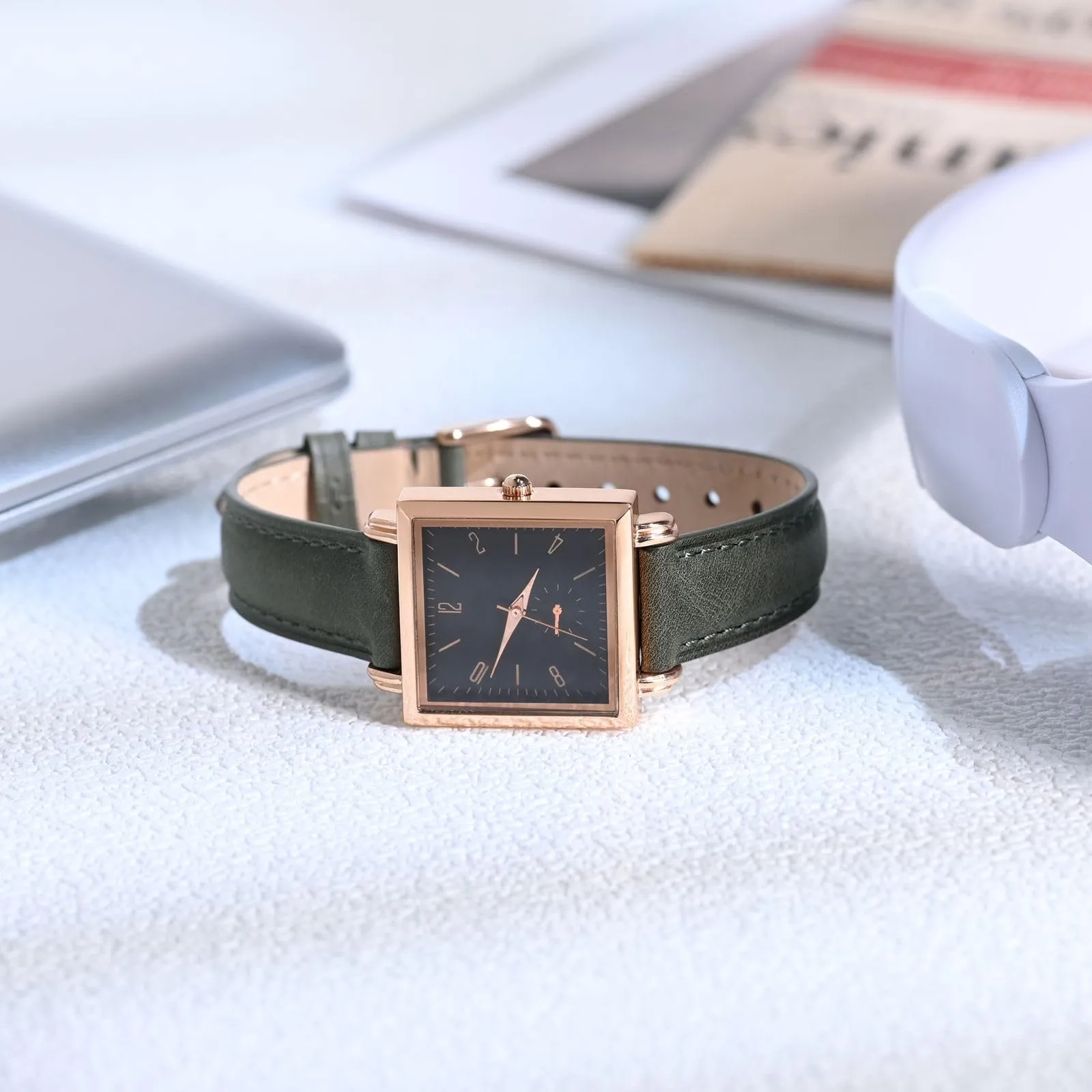 BISONSTRAP Eleganti Cinturino per Orologi in Pelle, Sgancio Rapido, Cinturino da Donna e da Uomo, 15mm,Grigio Scuro (Fibbia Oro Rosa) - immagine 6