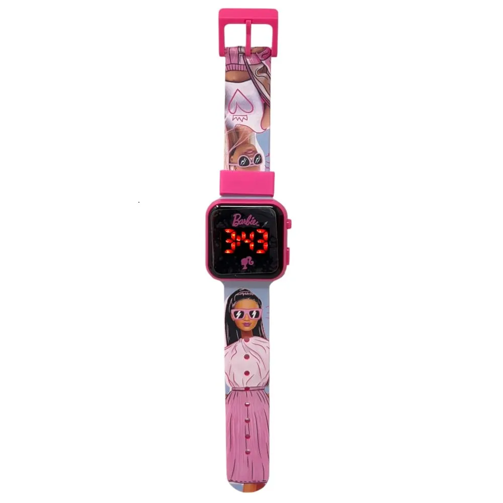 CARTOON Orologio da polso Barbie digitale con schermo a led cinturino in silicone per bambine - immagine 2