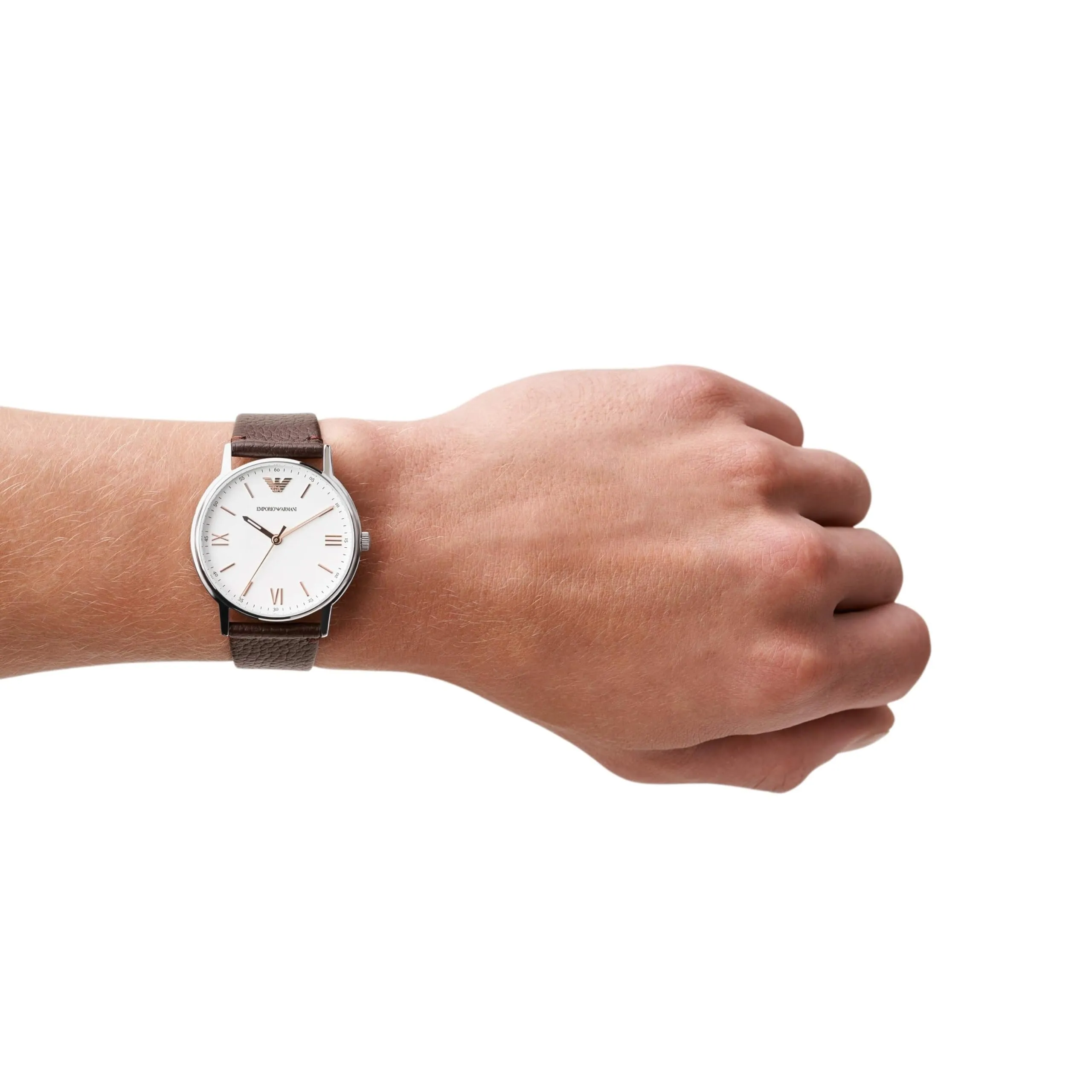 Emporio Armani Orologio da uomo, movimento a tre lancette, cassa in acciaio inossidabile argento 41 mm con cinturino in pelle, AR11173 - immagine 2