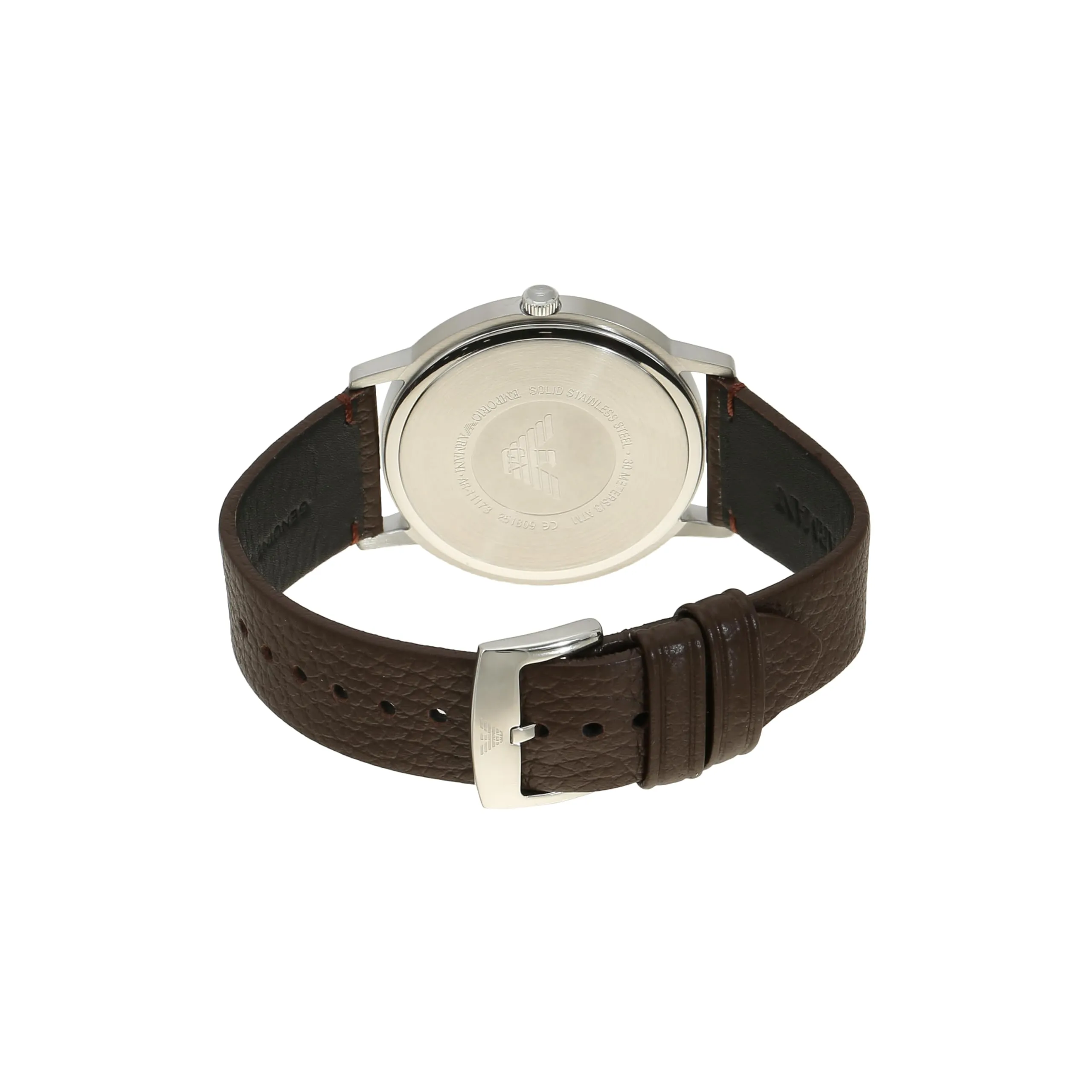Emporio Armani Orologio da uomo, movimento a tre lancette, cassa in acciaio inossidabile argento 41 mm con cinturino in pelle, AR11173 - immagine 4