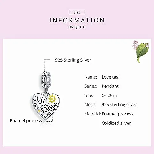 Charm per bracciale You Are My Sunshine Charm in argento sterling 925 - immagine 2