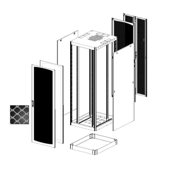 Tecnosteel Armadio Tecno 1000 A Pavimento C/PORTA Singola Anteriore E Posteriore In Metallo Aerata Vetro Pannelli Laterali Ciechi F8142AP75N - immagine 1