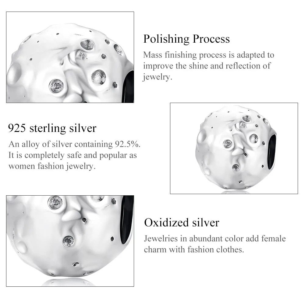 Moon Charm 925 Sterling Silver Charm Fits Most Bracelets and Necklaces - immagine 3