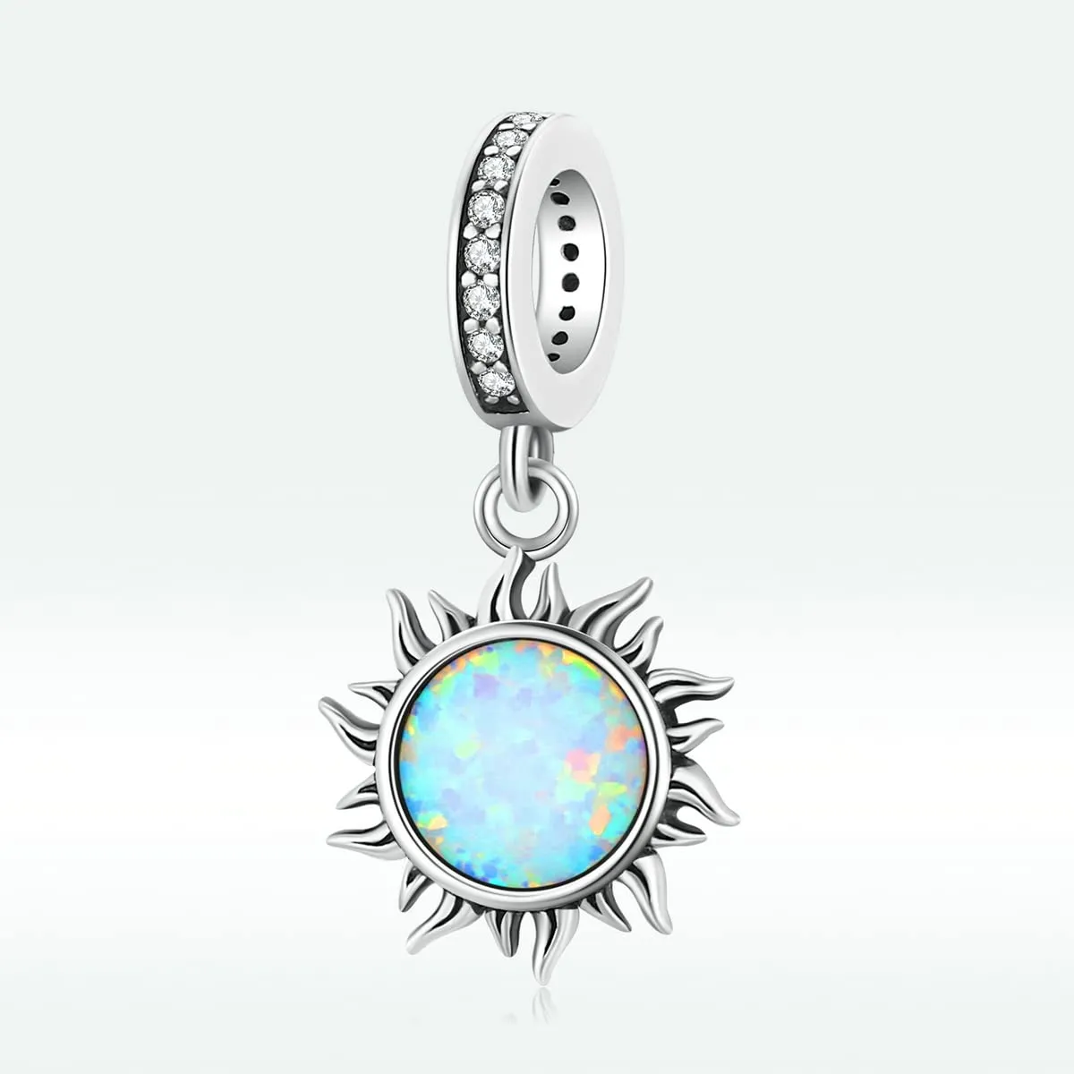 Opal Sun Charm 925 Sterling Silver Charm Fits Most Bracelets and Necklaces - immagine 4