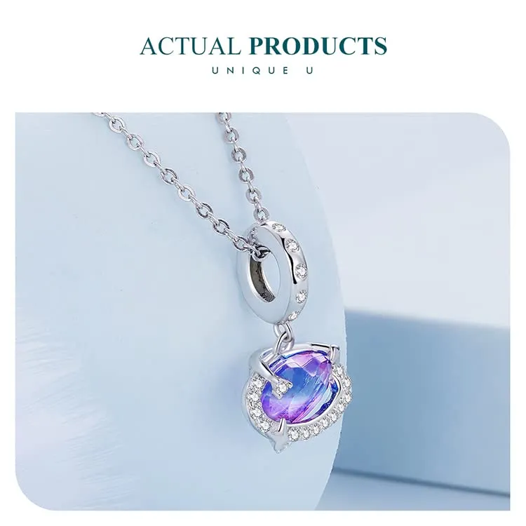 Ciondolo pendente Girly Planet in argento sterling 925 adatto per collana - immagine 6