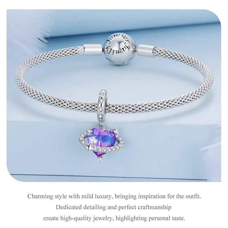 Ciondolo pendente Girly Planet in argento sterling 925 adatto per collana - immagine 7
