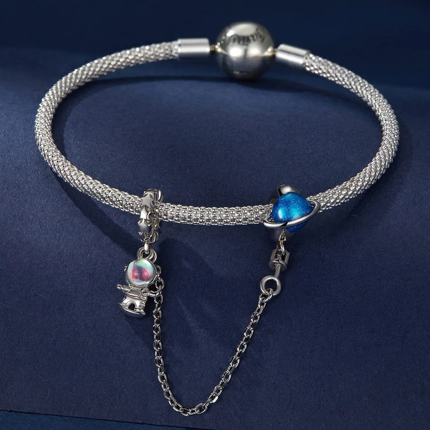 Teleye Ciondolo con catena di sicurezza per astronauta Ciondolo in argento - immagine 2