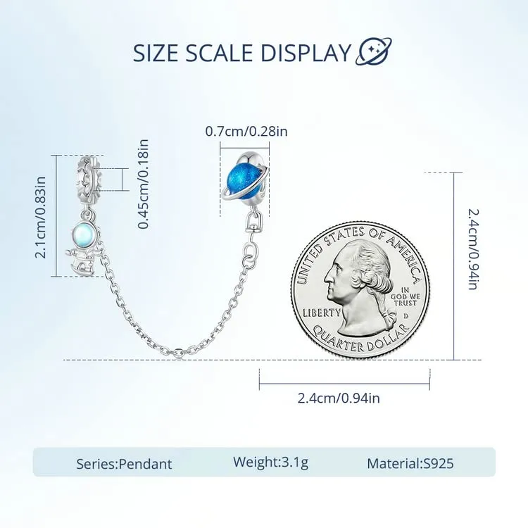 Teleye Ciondolo con catena di sicurezza per astronauta Ciondolo in argento - immagine 3