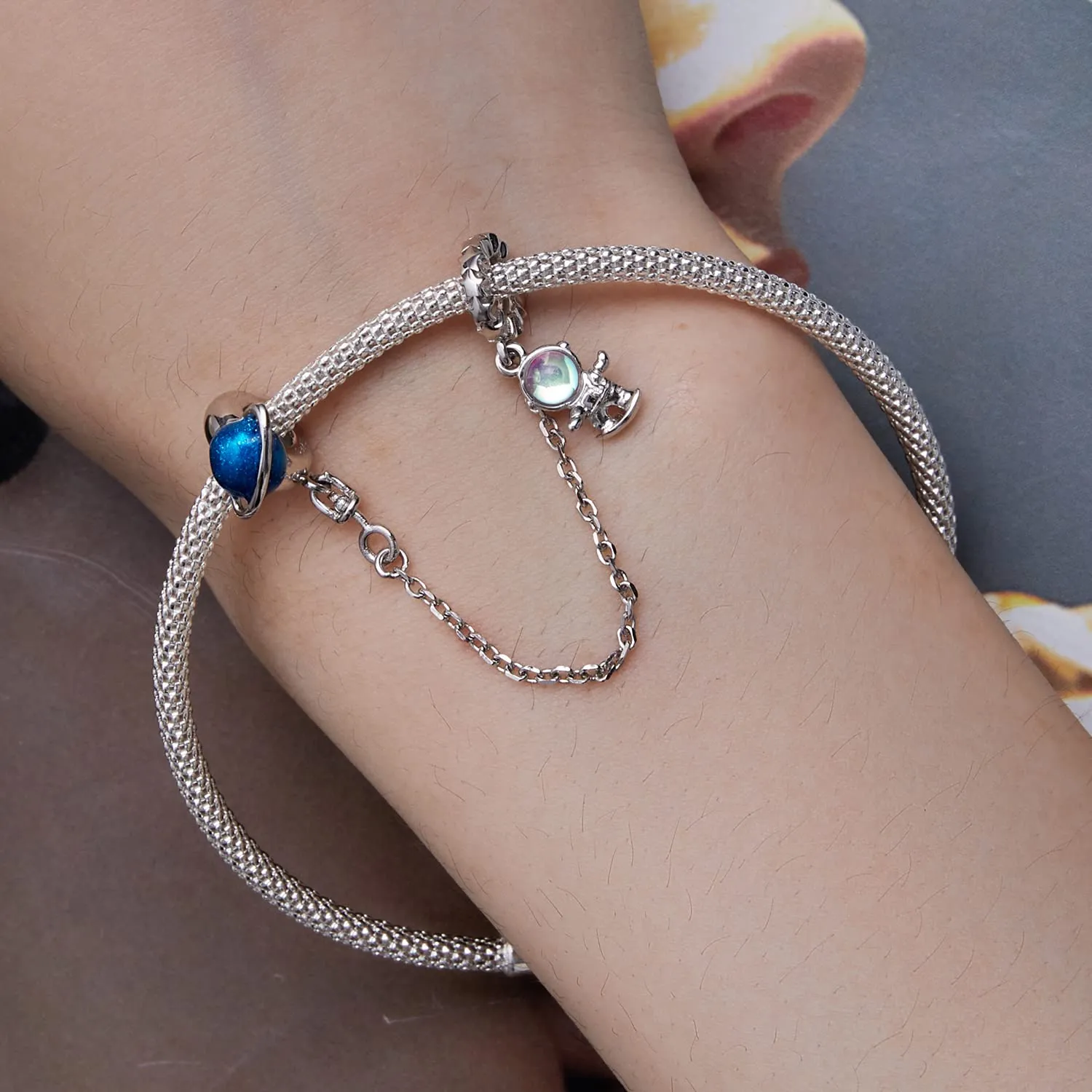 Teleye Ciondolo con catena di sicurezza per astronauta Ciondolo in argento - immagine 4