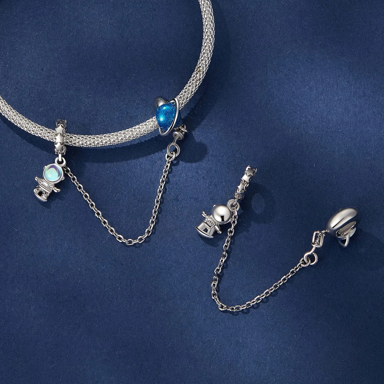 Teleye Ciondolo con catena di sicurezza per astronauta Ciondolo in argento - immagine 7