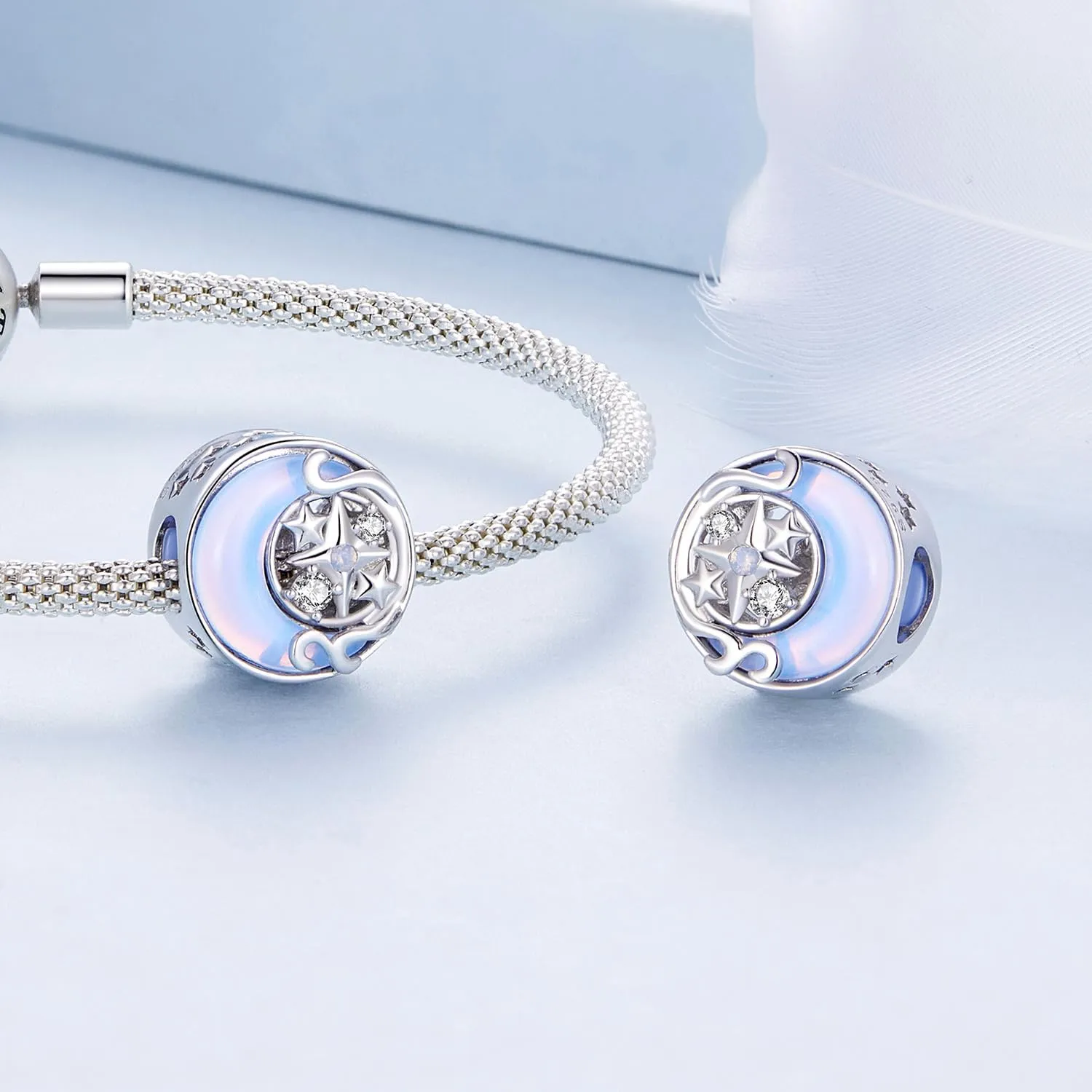 Ciondolo Moon Starburst Charm in argento sterling 925 adatto per collana - immagine 6