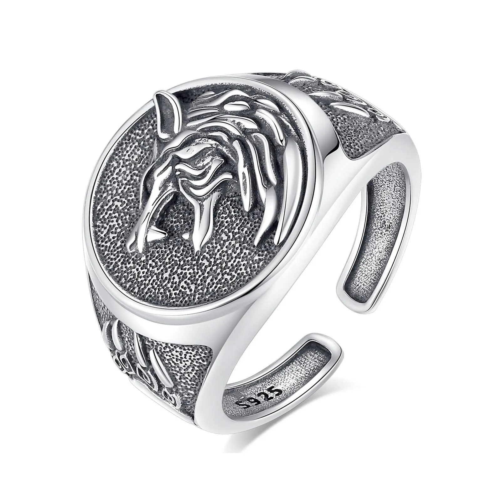 AEONSLOVE Anello Lupo Vichingo Argento 925 Uomo Anello Regolabile Aperti Donna Anelli Lupo Vichinga Anelli Pollice Uomo - immagine 1