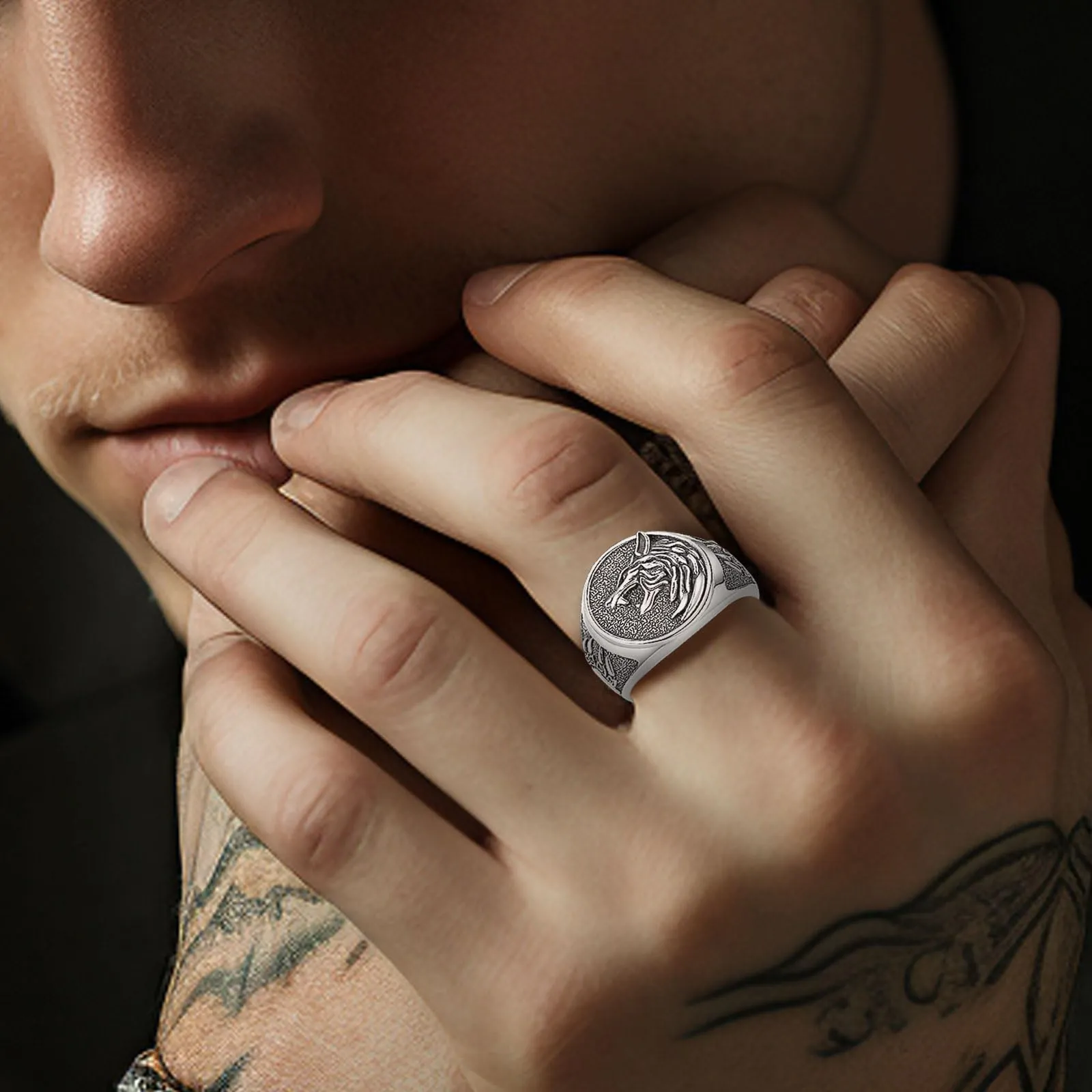 AEONSLOVE Anello Lupo Vichingo Argento 925 Uomo Anello Regolabile Aperti Donna Anelli Lupo Vichinga Anelli Pollice Uomo - immagine 6