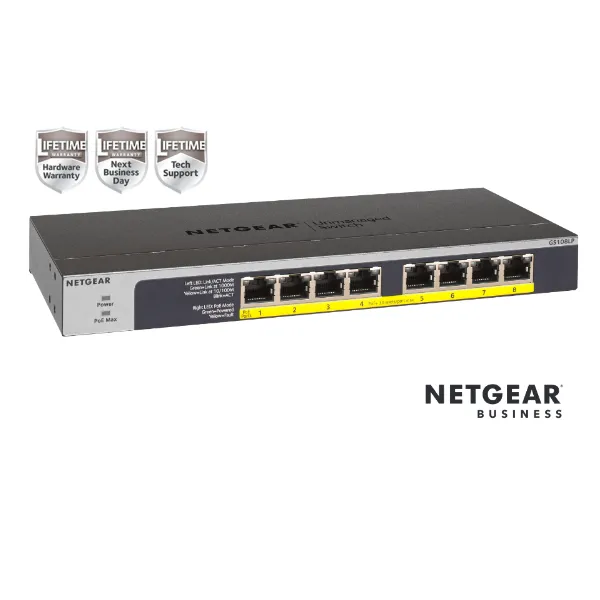Netgear 8PT POE/POE+GIGABIT Unmanaged Swch GS108LP-100EUS - immagine 1